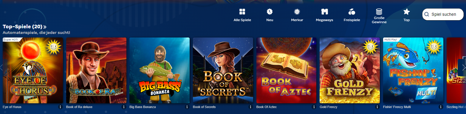 Spielen Sie beliebte Slots nur in von Experten geprüften Online-Casino Merkur in Deutschland!