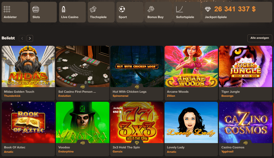 Spielen Sie in den besten Online-Casino SOL in Deutschland um echtes Geld!    